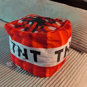 Minecraft TNT Bean Bag Pillow Cube 12” Licensed Mojang Jay Franco Gamer Decor